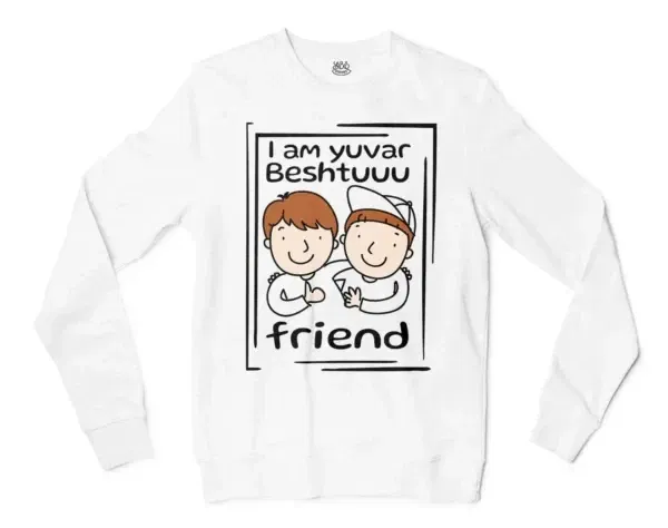 Iam Yuvar Best Friend Men/Unisex Long Sleeve T-Shirt in White Color