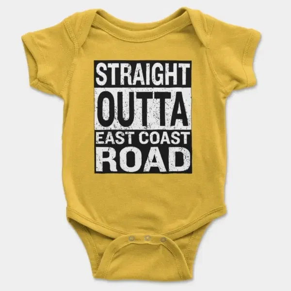 Straight Outta Ecr Short Sleeve Baby Onesie in Yellow Color