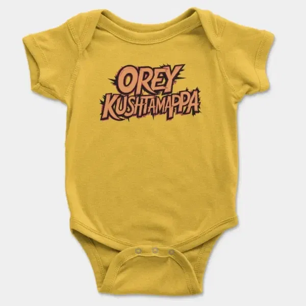 Ore Kushtamappa Short Sleeve Baby Onesie in Yellow Color