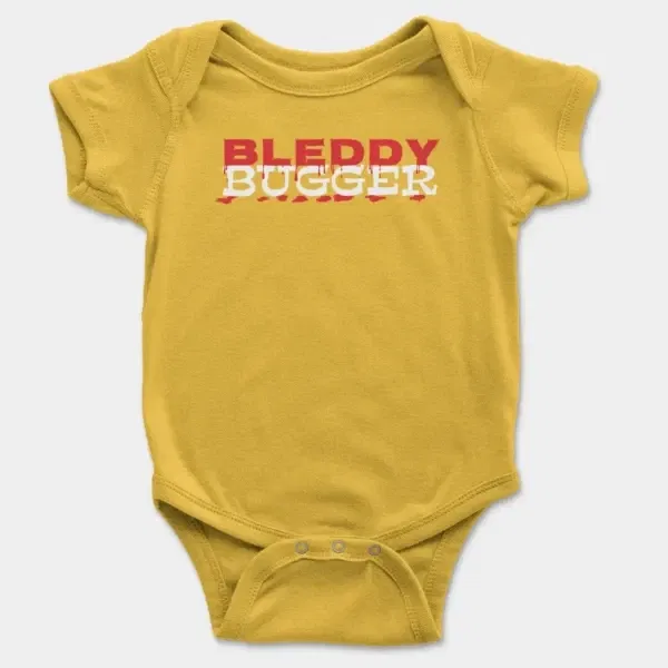 Bleddy Bugger Short Sleeve Baby Onesie in Yellow Color