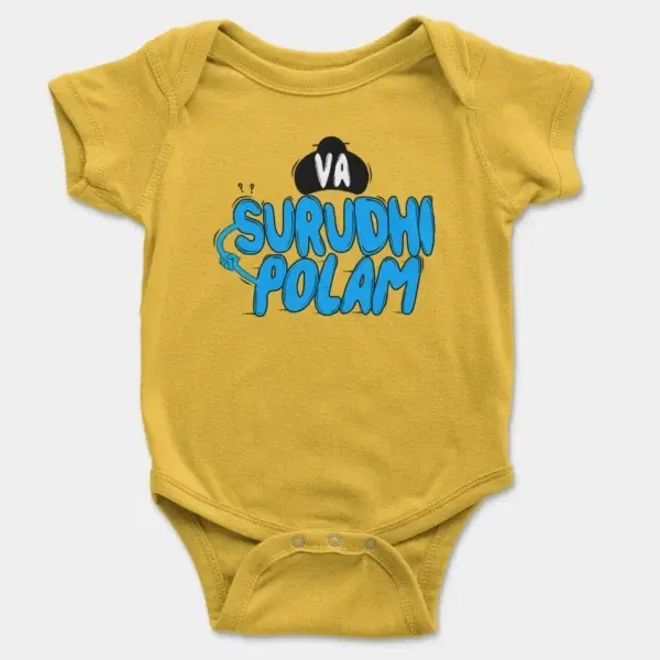 Va Surudhi Polam Short Sleeve Baby Onesie in Yellow Color