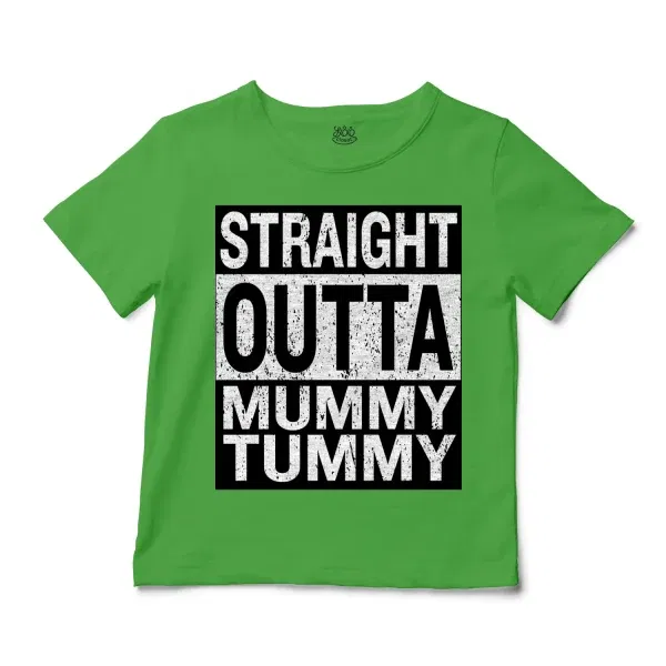 Straight Outta Mummy Tummy Unisex Toddler T-Shirt in Apple Color