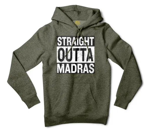 Straight Outta Madras Men/Unisex Hoodie in Army Heather Color