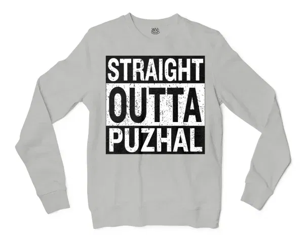 Straight Outta Puzhal Men/Unisex Long Sleeve T-Shirt in Ash Color