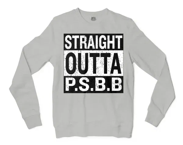 Straight Outta Psbb Men/Unisex Long Sleeve T-Shirt in Ash Color