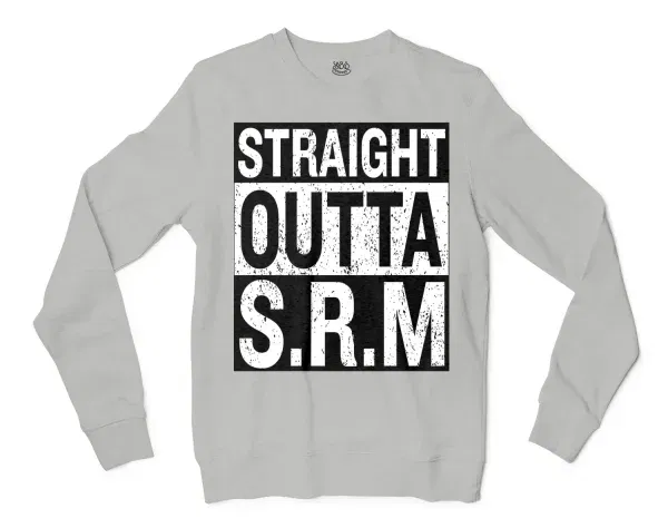 Straight Outta Srm University Men/Unisex Long Sleeve Sweatshirt in Ash Color