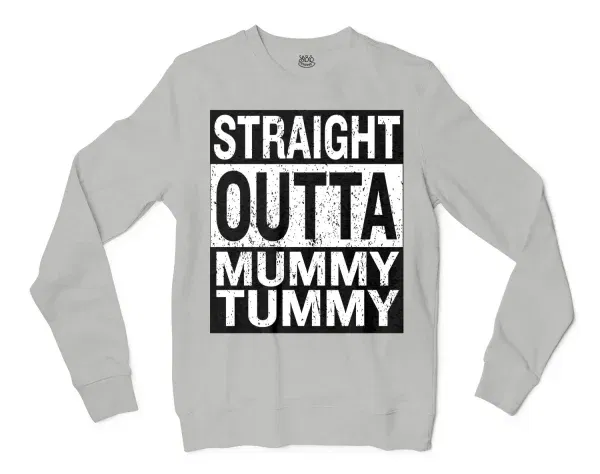 Straight Outta Mummy Tummy Men/Unisex Long Sleeve T-Shirt in Ash Color