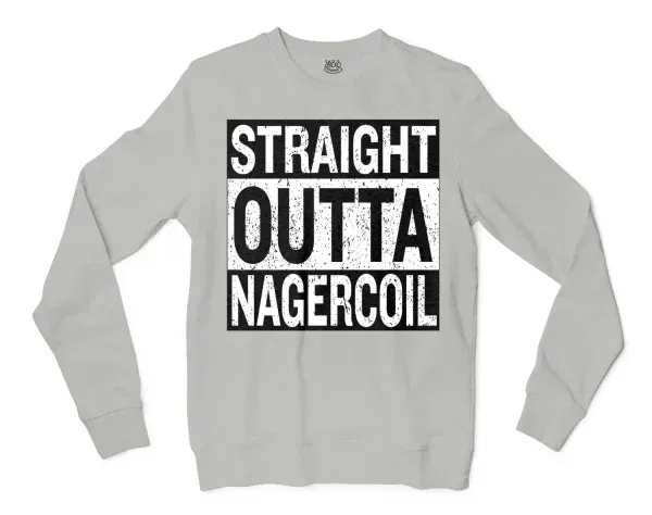 Straight Outta Nagercoil Men/Unisex Long Sleeve T-Shirt in Ash Color