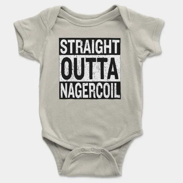 Straight Outta Nagercoil Short Sleeve Baby Onesie in Ash Color