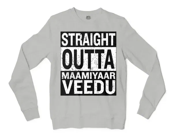 Straight Outta Maamiyaar Veedu Men/Unisex Long Sleeve T-Shirt in Ash Color