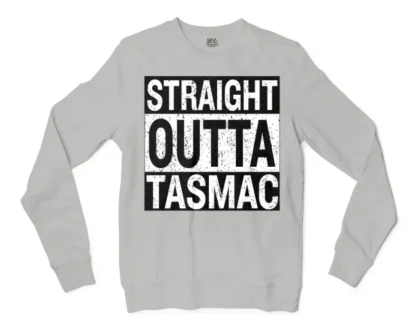 Straight Outta Tasmac Men/Unisex Long Sleeve Sweatshirt in Ash Color