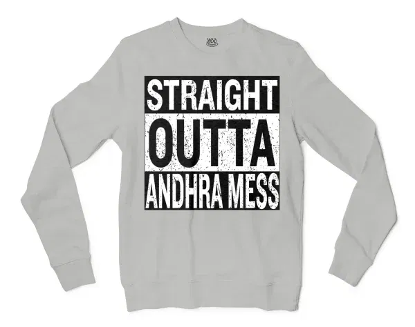 Straight Outta Andhra Mess Men/Unisex Long Sleeve T-Shirt in Ash Color