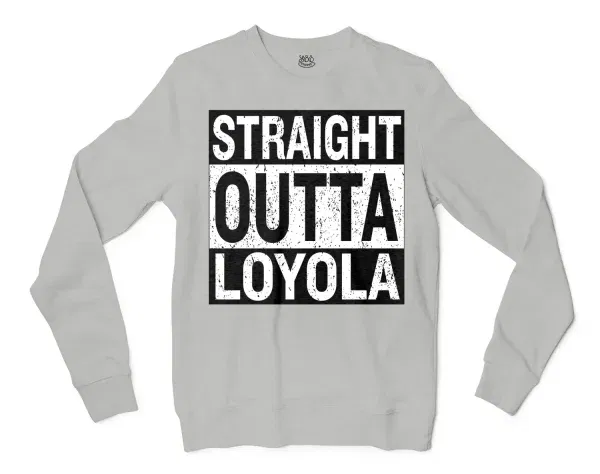 Straight Outta Loyola Men/Unisex Long Sleeve T-Shirt in Ash Color