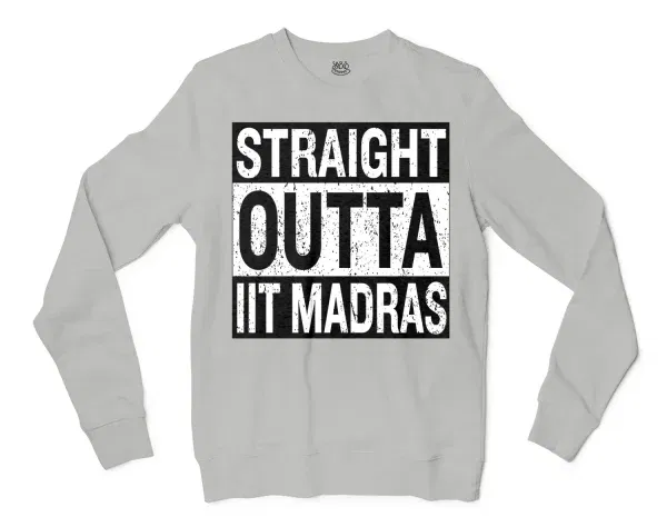 Straight Outta Iit Madras Men/Unisex Long Sleeve T-Shirt in Ash Color