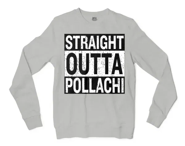 Straight Outta Pollachi Men/Unisex Long Sleeve T-Shirt in Ash Color