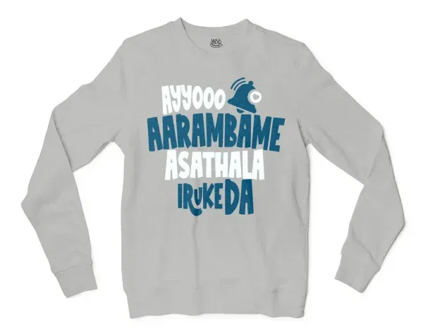 Ayyooo Aarambame Asathala Iruke Da Men/Unisex Long Sleeve T-Shirt in Ash Color