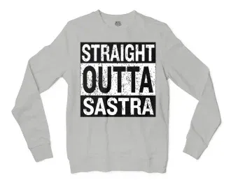 Straight Outta Sastra Men/Unisex Long Sleeve T-Shirt in Ash Color