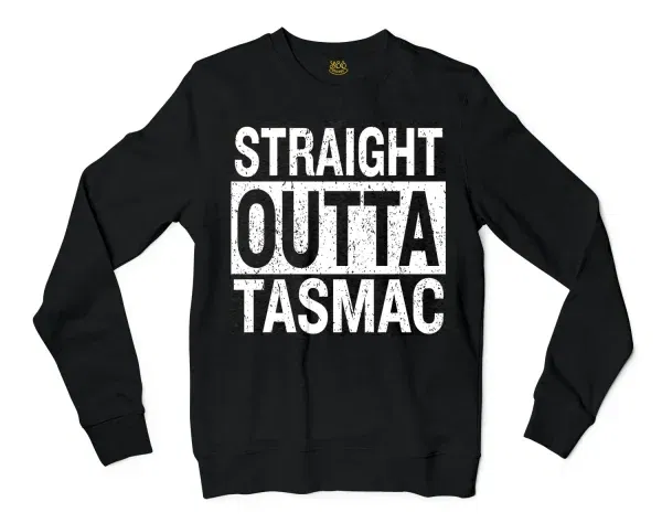 Straight Outta Tasmac Men/Unisex Long Sleeve Sweatshirt in Black Color