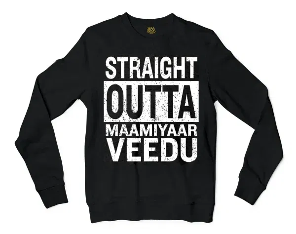 Straight Outta Maamiyaar Veedu Men/Unisex Long Sleeve T-Shirt in Black Color