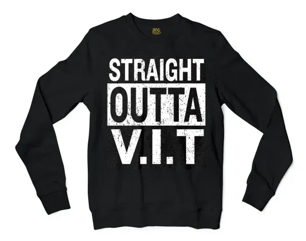 Straight Outta Vit Men/Unisex Long Sleeve T-Shirt in Black Color