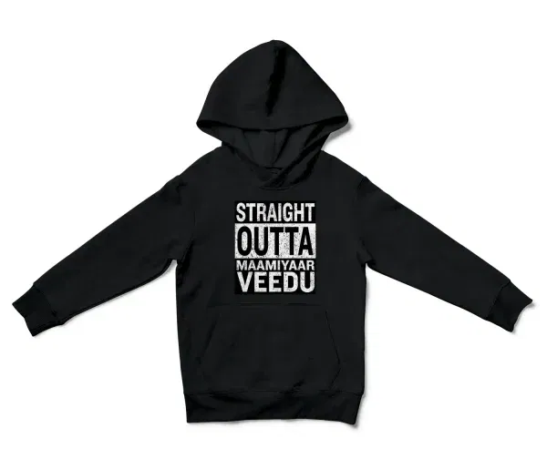 Straight Outta Maamiyaar Veedu Unisex Youth Hoodie in Black Color