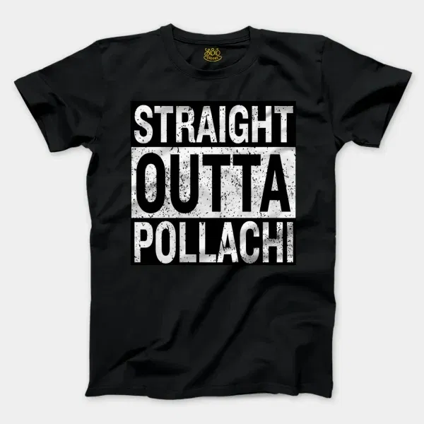 Straight Outta Pollachi Men/Unisex T-Shirt in Black Color