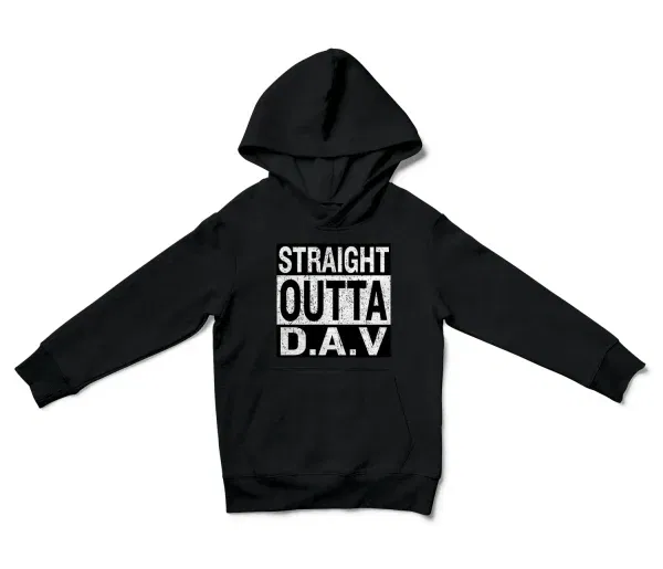 Straight Outta Dav Unisex Youth Hoodie in Black Color