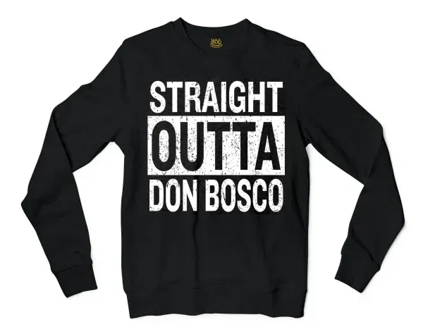 Straight Outta Don Bosco Men/Unisex Long Sleeve T-Shirt in Black Color