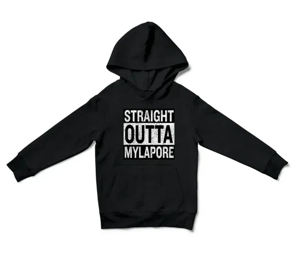 Straight Outta Mylapore Unisex Youth Hoodie in Black Color