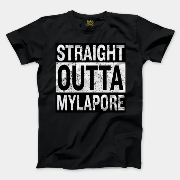 Straight Outta Mylapore Men/Unisex T-Shirt in Black Color