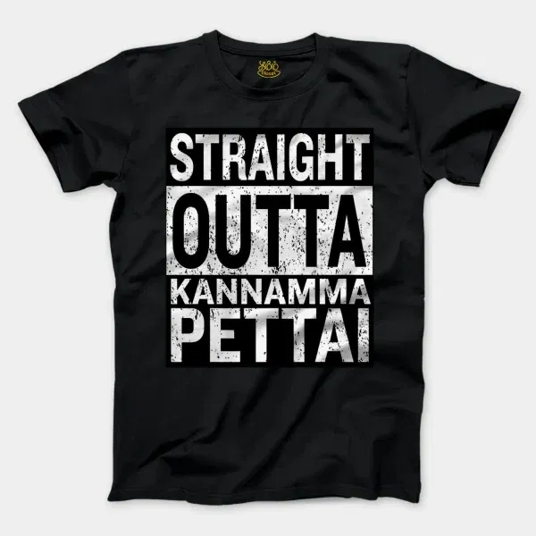 Straight Outta Kannamma Pettai Men/Unisex T-Shirt in Black Color