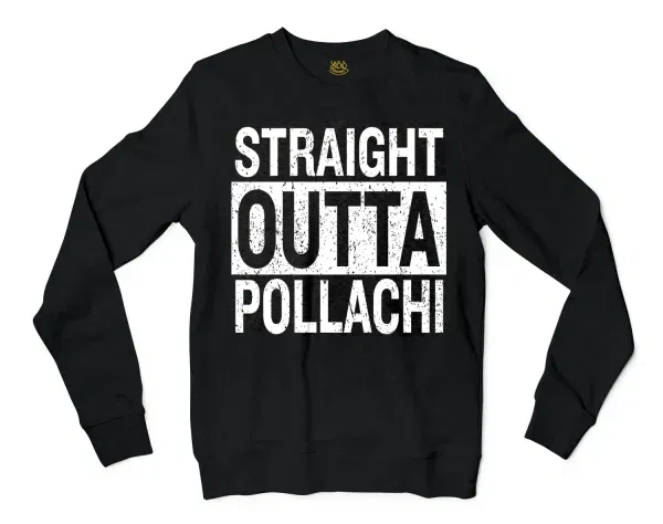 Straight Outta Pollachi Men/Unisex Long Sleeve T-Shirt in Black Color