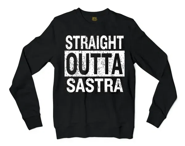 Straight Outta Sastra Men/Unisex Long Sleeve T-Shirt in Black Color