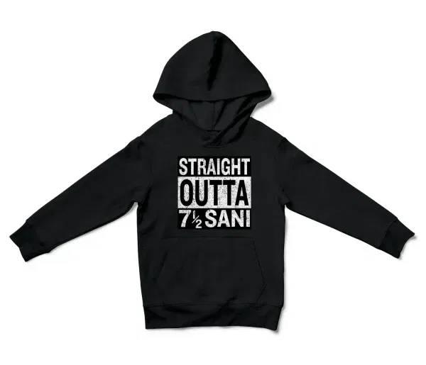 Straight Outta Sani - English Unisex Youth Hoodie in Black Color