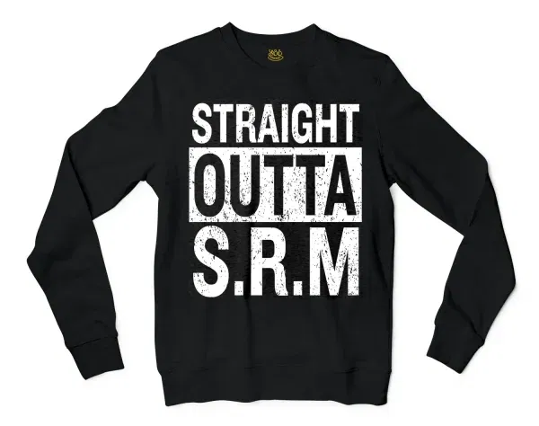 Straight Outta Srm University Men/Unisex Long Sleeve T-Shirt in Black Color