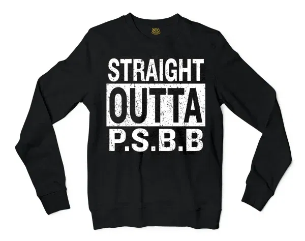 Straight Outta Psbb Men/Unisex Long Sleeve T-Shirt in Black Color