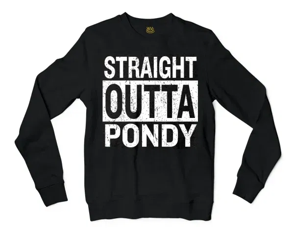 Straight Outta Pondy Men/Unisex Long Sleeve T-Shirt in Black Color