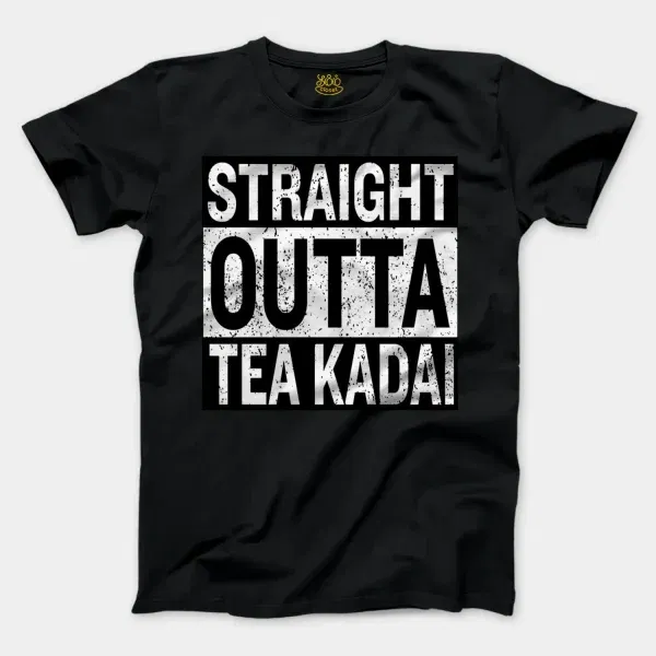 Straight Outta Tea Kadai Men/Unisex T-Shirt in Black Color