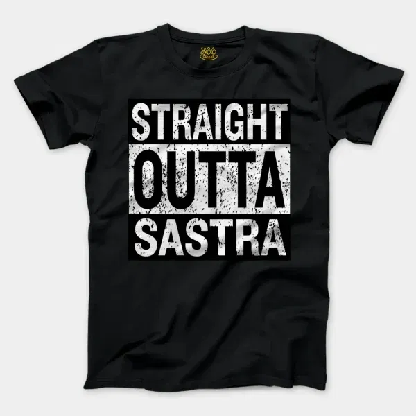 Straight Outta Sastra Men/Unisex T-Shirt in Black Color