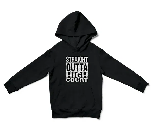 Straight Outta High Court Unisex Youth Hoodie in Black Color