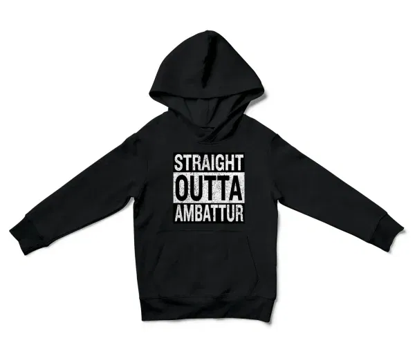 Straight Outta Ambattur Unisex Youth Hoodie in Black Color