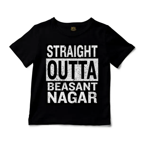 Straight Outta Beasant Nagar Unisex Toddler T-Shirt in Black Color