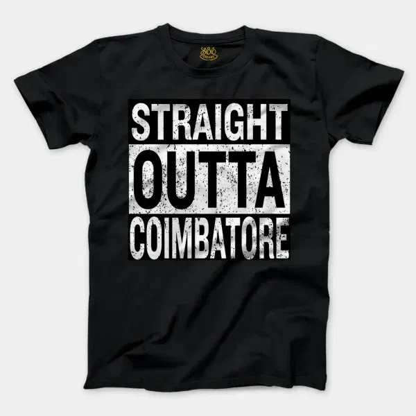 Straight Outta Coimbatore Men/Unisex T-Shirt in Black Color