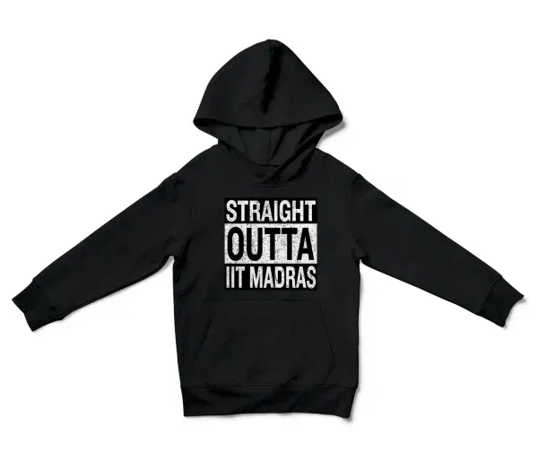 Straight Outta Iit Madras Unisex Youth Hoodie in Black Color