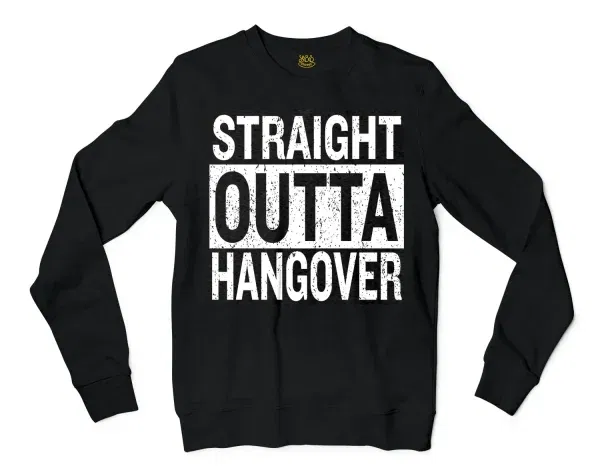 Straight Outta Hangover Men/Unisex Long Sleeve T-Shirt in Black Color