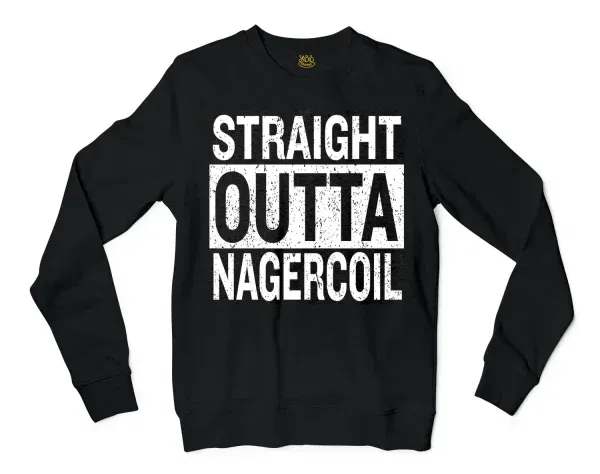 Straight Outta Nagercoil Men/Unisex Long Sleeve T-Shirt in Black Color