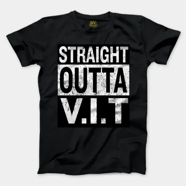 Straight Outta Vit Men/Unisex T-Shirt in Black Color