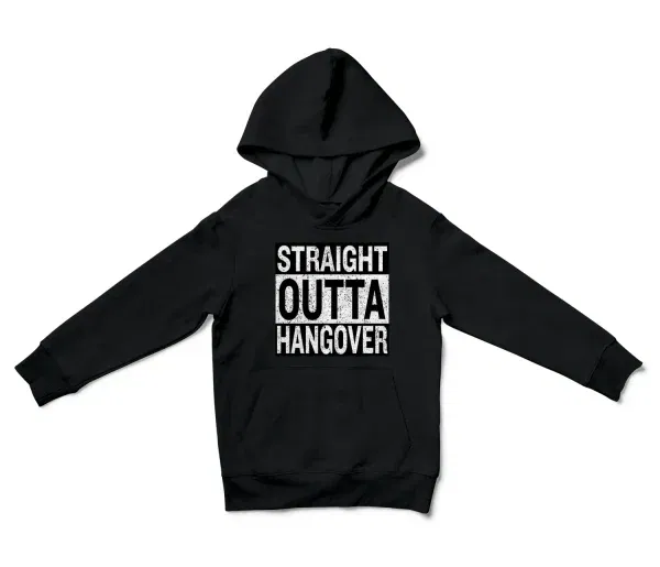 Straight Outta Hangover Unisex Youth Hoodie in Black Color