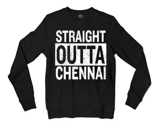 Straight Outta Chennai Men/Unisex Long Sleeve T-Shirt in Black Color