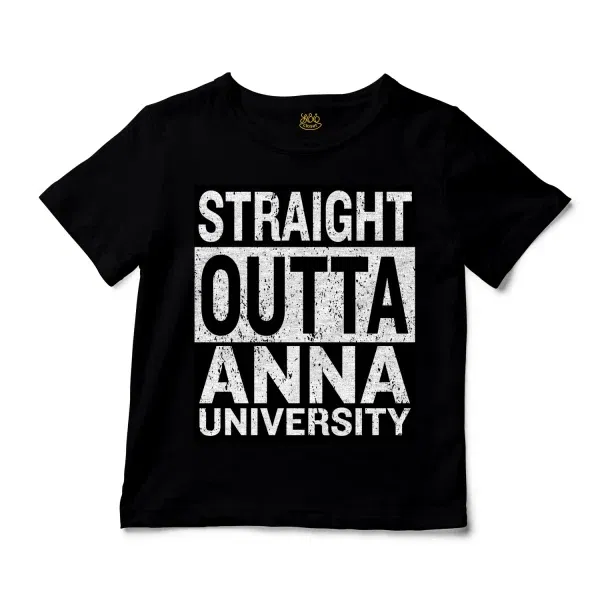 Straight Outta Anna University Unisex Toddler T-Shirt in Black Color